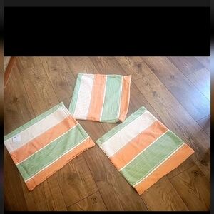 Pillow Covers in Green, Creme and Orange 18x18. Zip Close.New